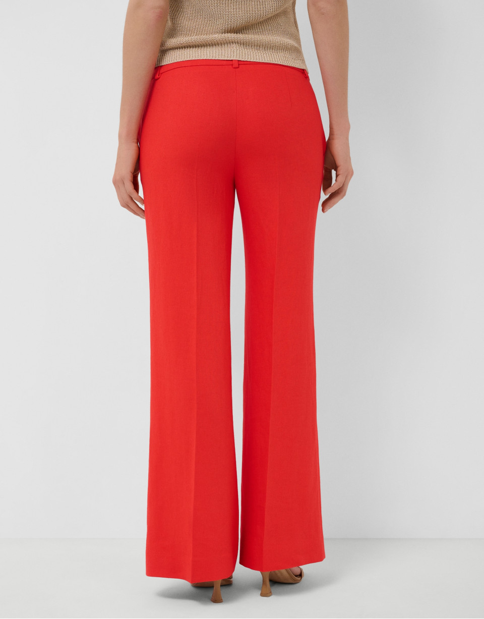 Red linen blend straight trousers - Woman | Roberto Verino