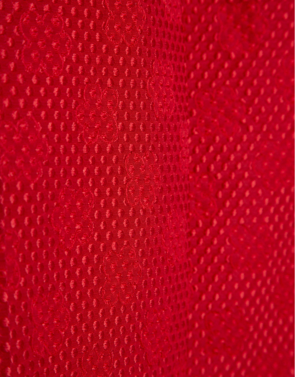 Straight-leg trousers in red floral piqué | Roberto Verino