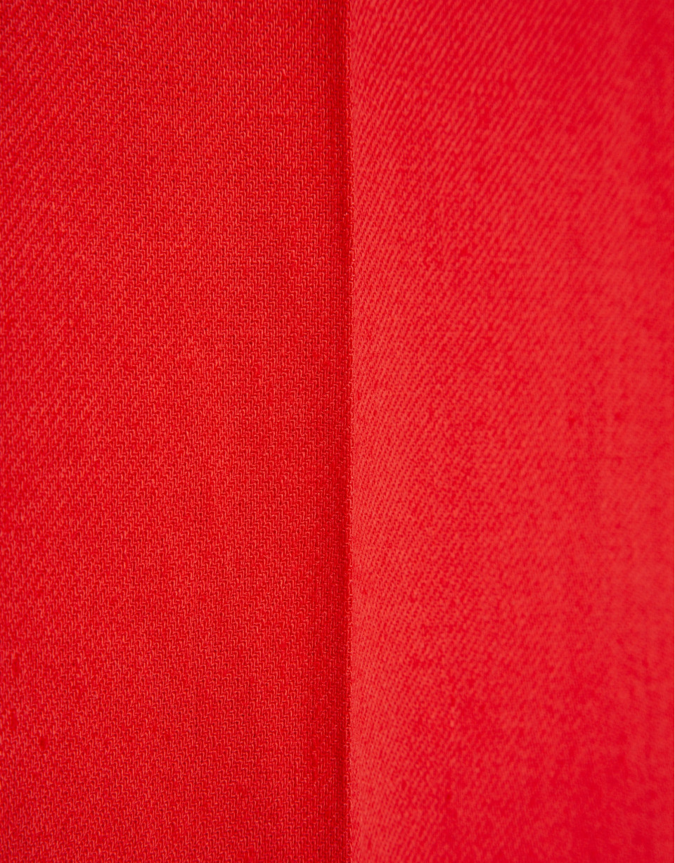 Red linen blend straight trousers - Woman | Roberto Verino