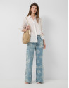 Pantalón vaquero ancho azul con jacquard y ... | Roberto Verino