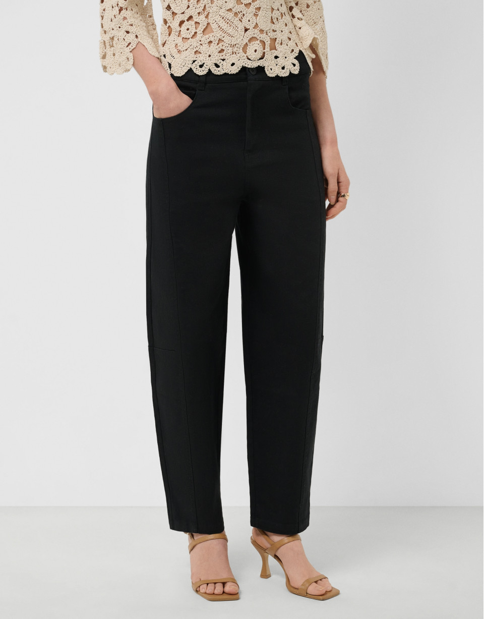 Pantalón corte balloon algodón negro - Mujer | Roberto Verino