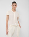 Ecru short-sleeved blouse with ruffles - Woman | Roberto Verino