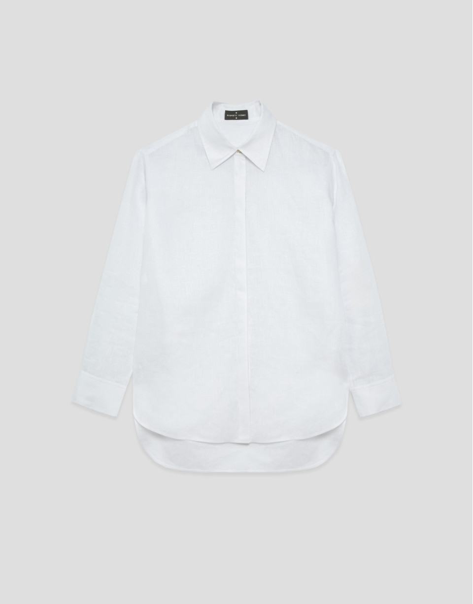 Oversized white linen shirt - Woman - SS2026 | Roberto Verino