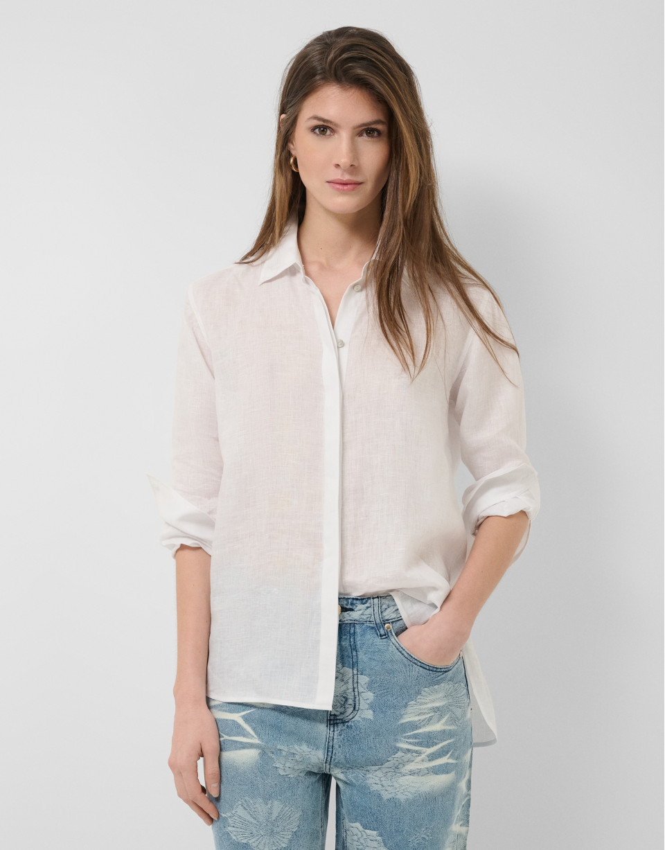 Camisa oversize lino blanca - Mujer - PV2026 | Roberto Verino