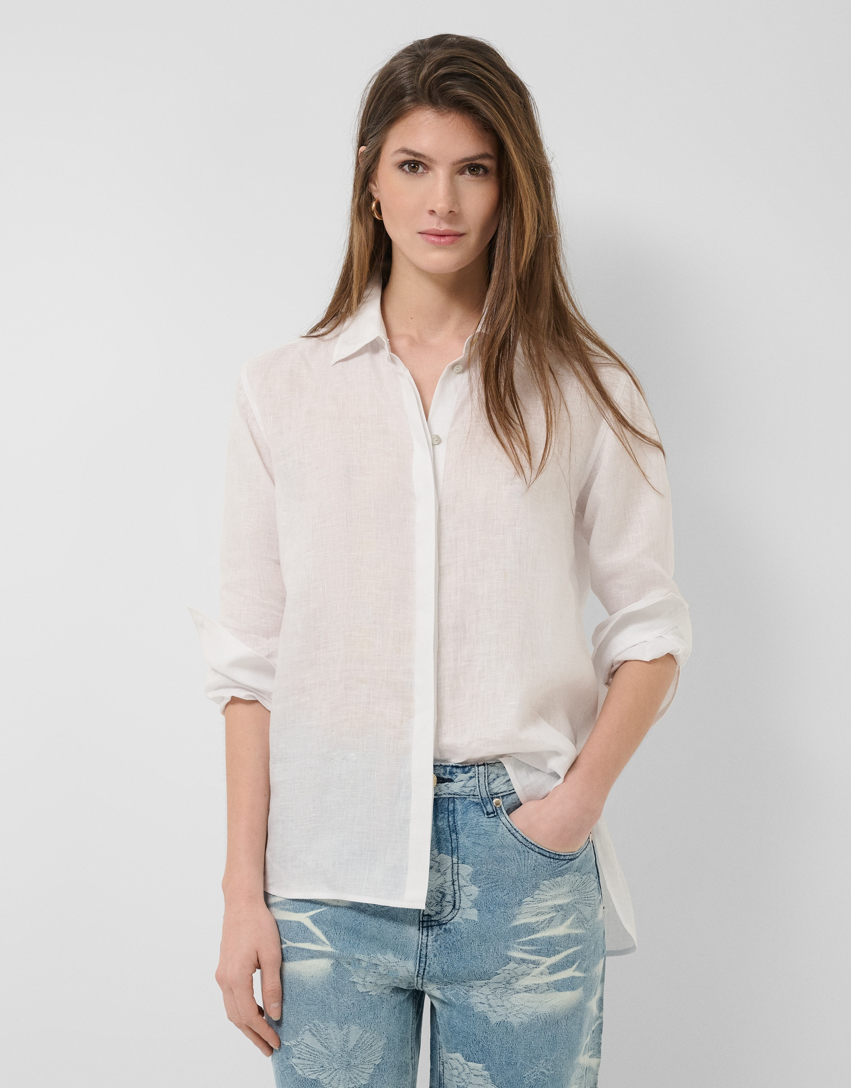 Camisa oversize lino blanca - Mujer - PV2026 | Roberto Verino