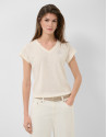 White lightweight cotton V-neck T-shirt - Woman | Roberto Verino