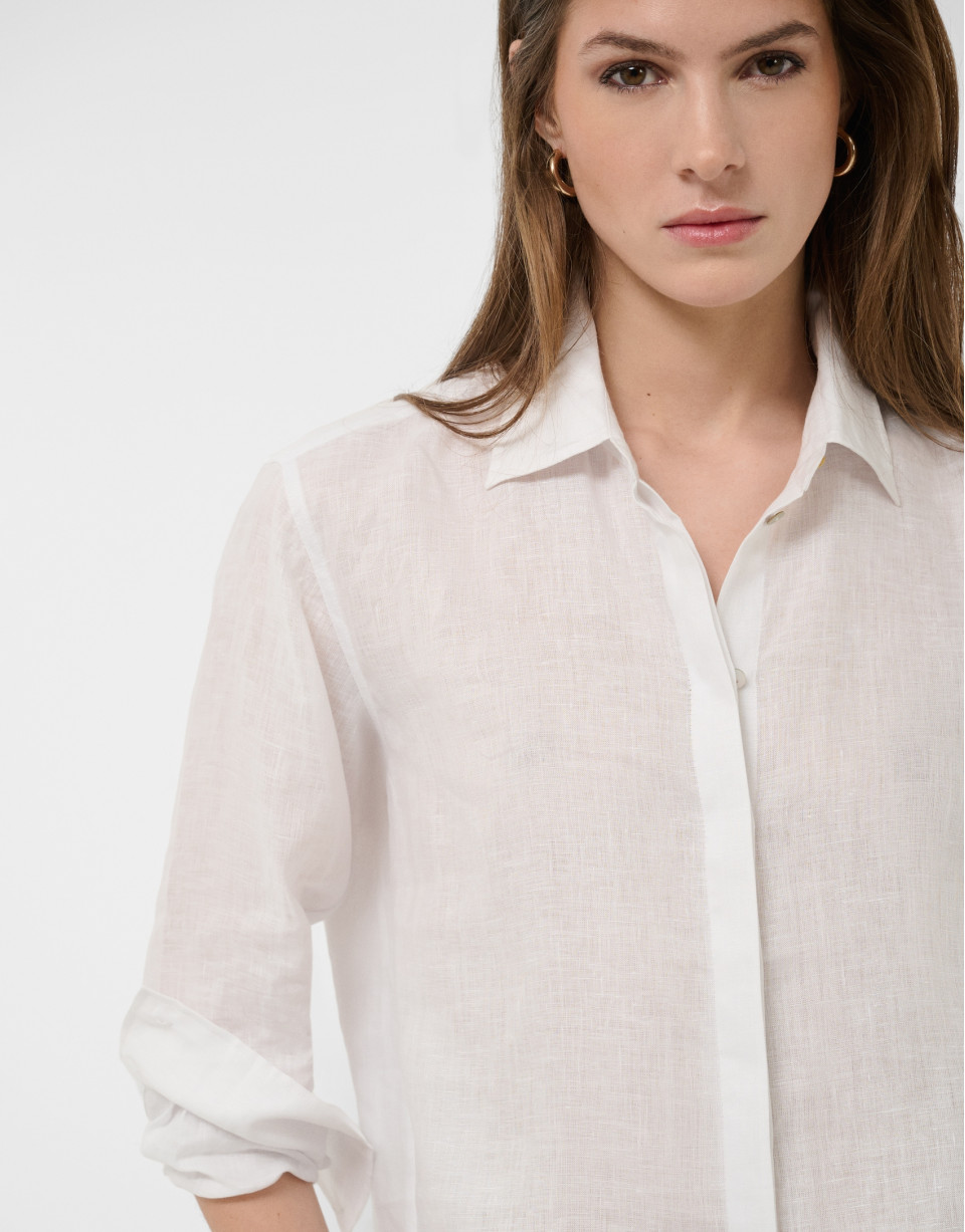 Oversized white linen shirt - Woman - SS2026 | Roberto Verino