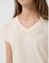 Camiseta cuello pico punto algodón ligero blanco | Roberto Verino