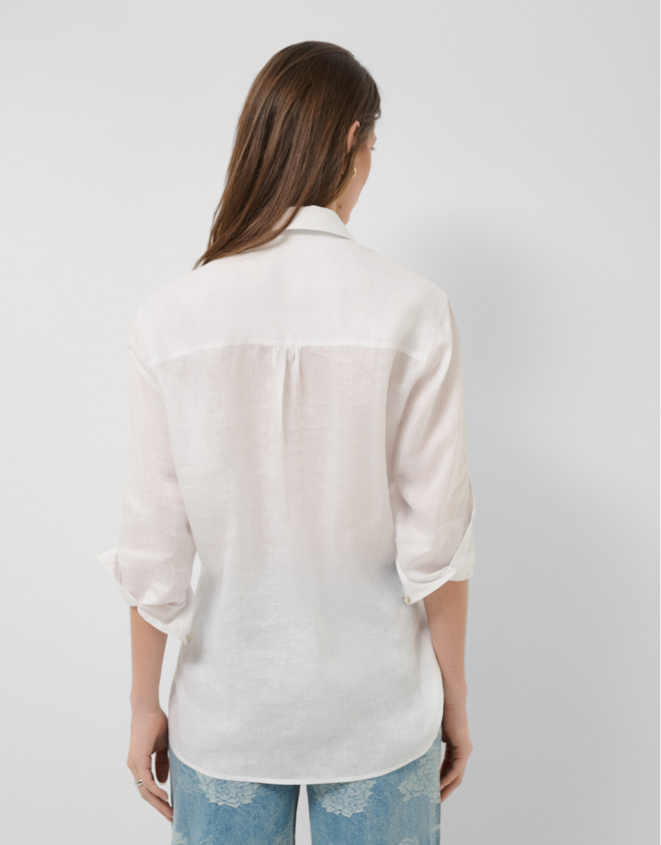 Oversized white linen shirt - Woman - SS2026 | Roberto Verino