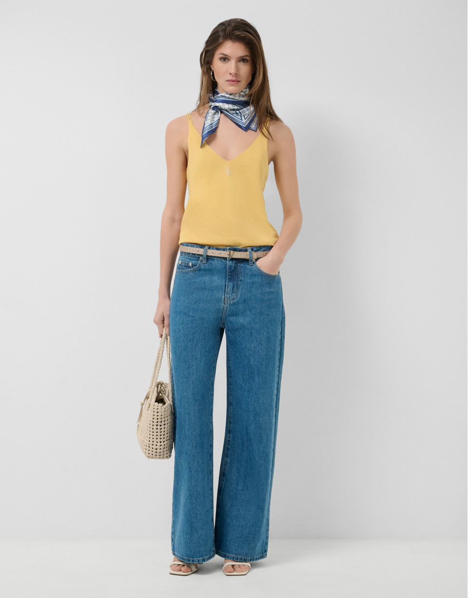 Camiseta tirante doble amarilla - Mujer | Roberto Verino