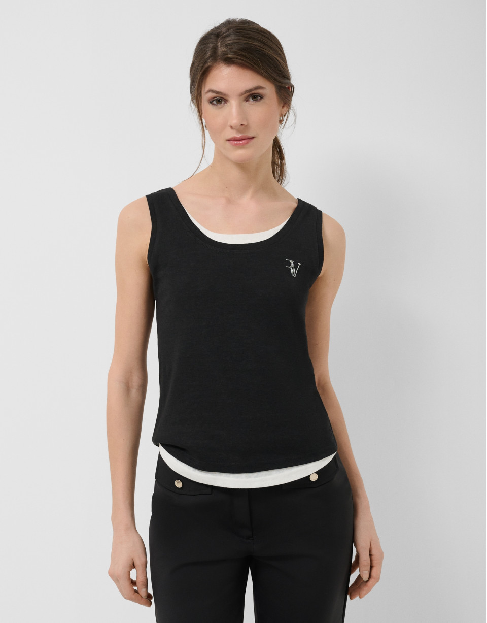 Tank top negro y blanco - Mujer - PV2026 | Roberto Verino