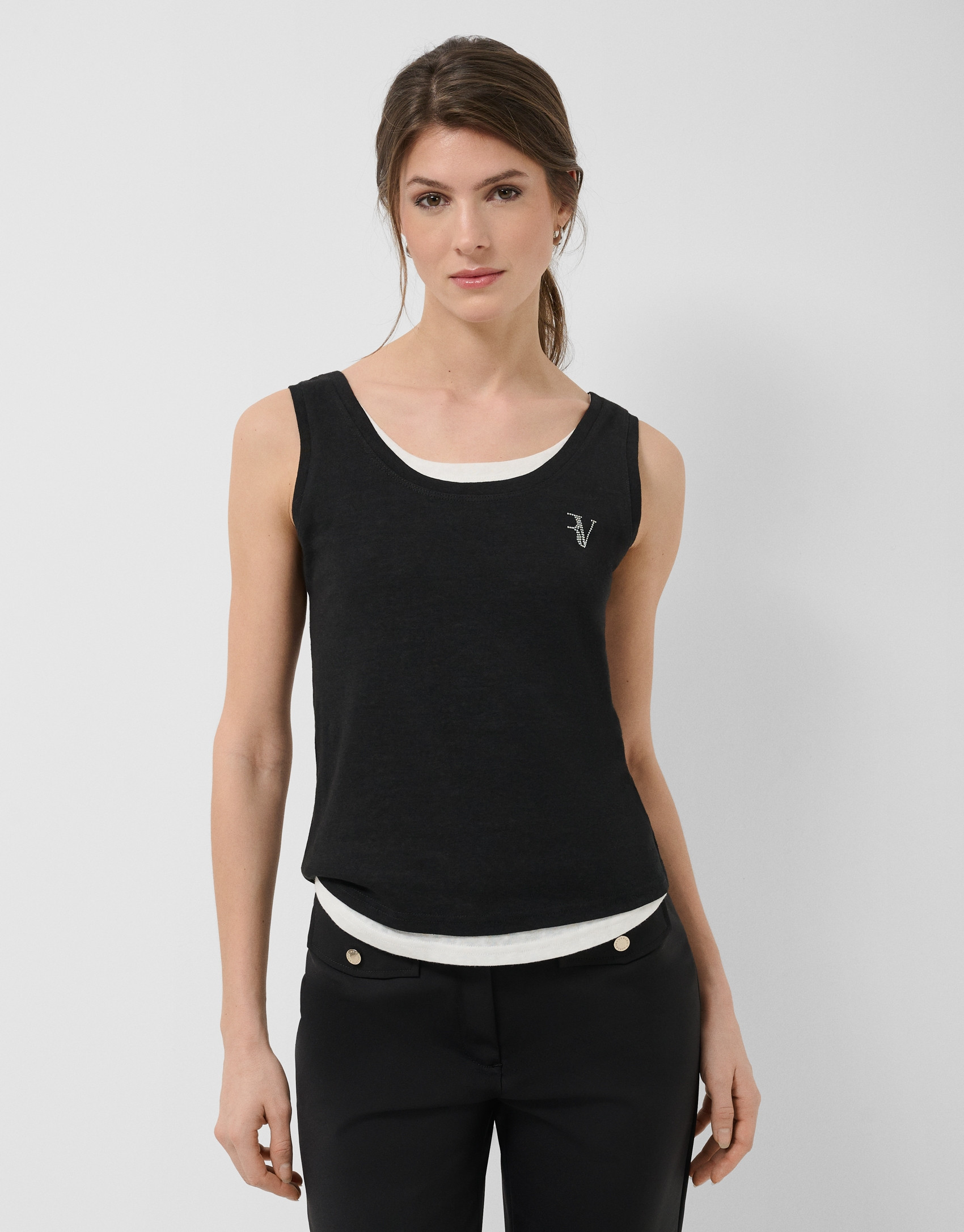 Black and white tank top - Woman - SS2026 | Roberto Verino