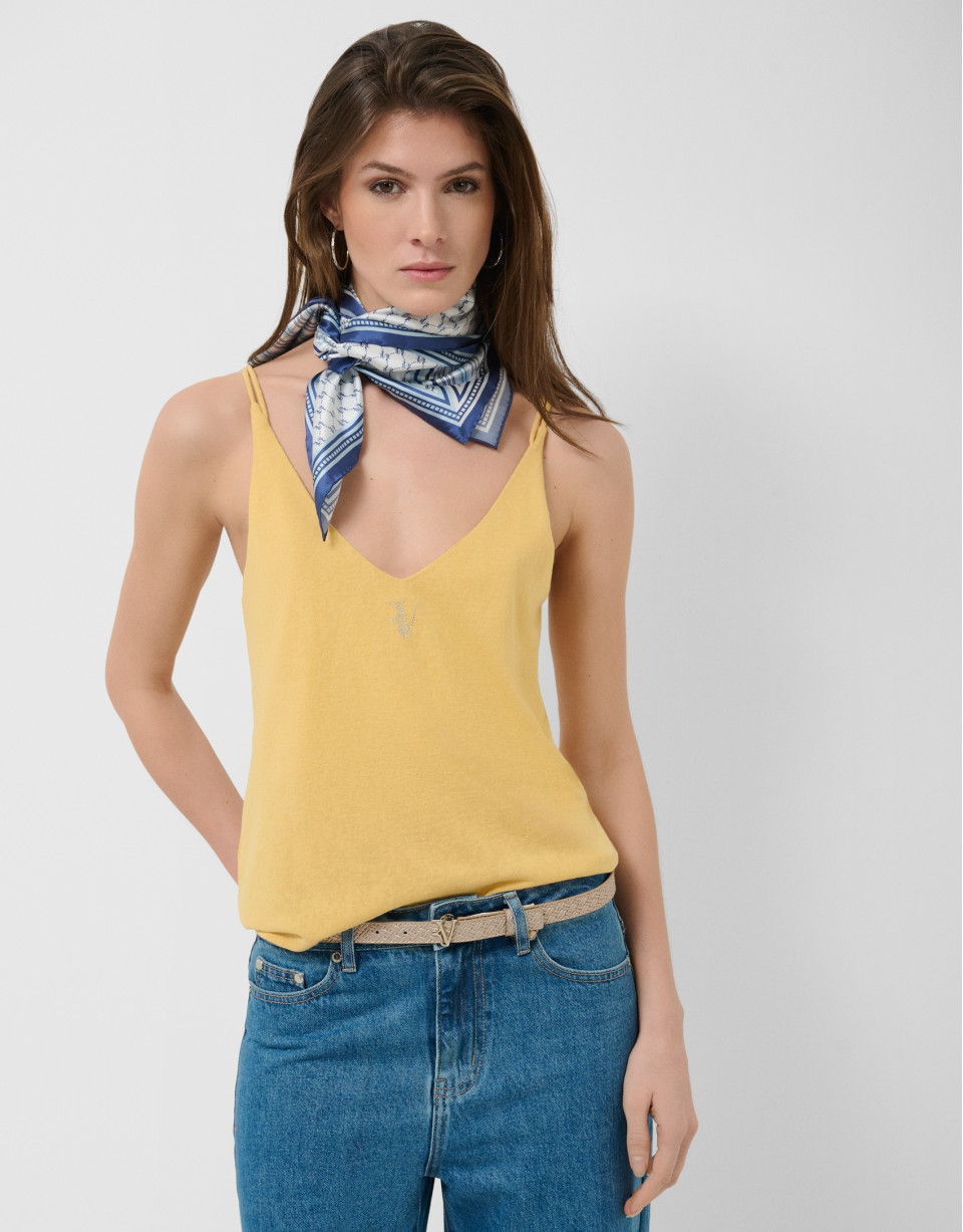 Yellow double strap T-shirt - Woman - SS2026 | Roberto Verino