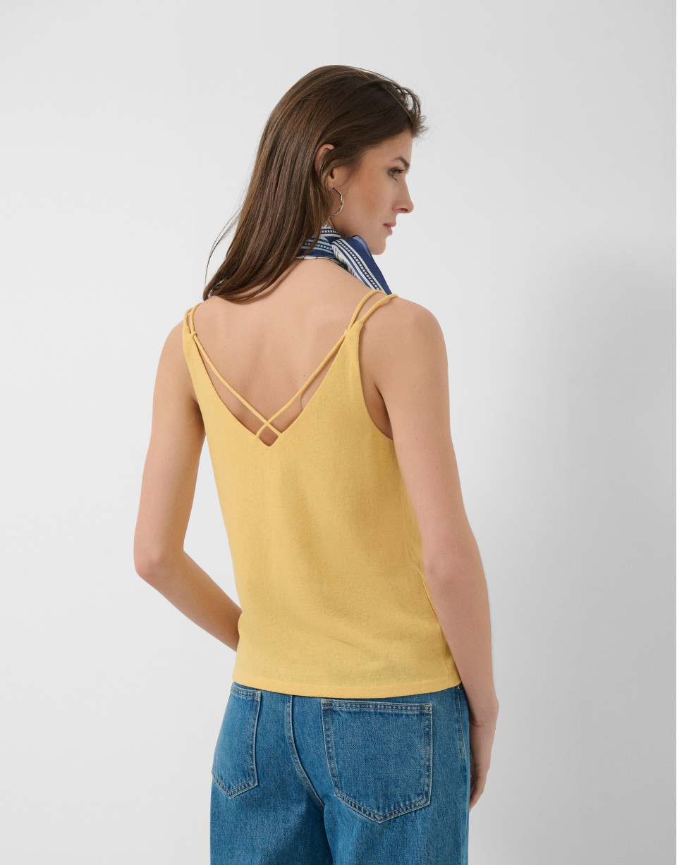 Yellow double strap T-shirt - Woman - SS2026 | Roberto Verino