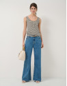 Beige/black striped tank top - Woman - SS2026 | Roberto Verino