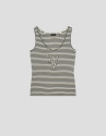 Beige/black striped tank top - Woman - SS2026 | Roberto Verino