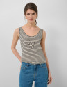 Beige/black striped tank top - Woman - SS2026 | Roberto Verino