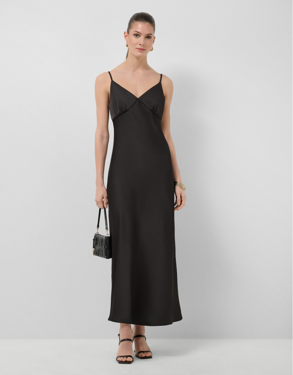 Black strappy slip dress - Woman - SS2026 | Roberto Verino