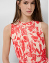 Beige midi dress with red floral print - Woman | Roberto Verino