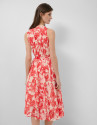 Beige midi dress with red floral print - Woman | Roberto Verino