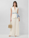 Long off-white linen blend waistcoat - Woman | Roberto Verino