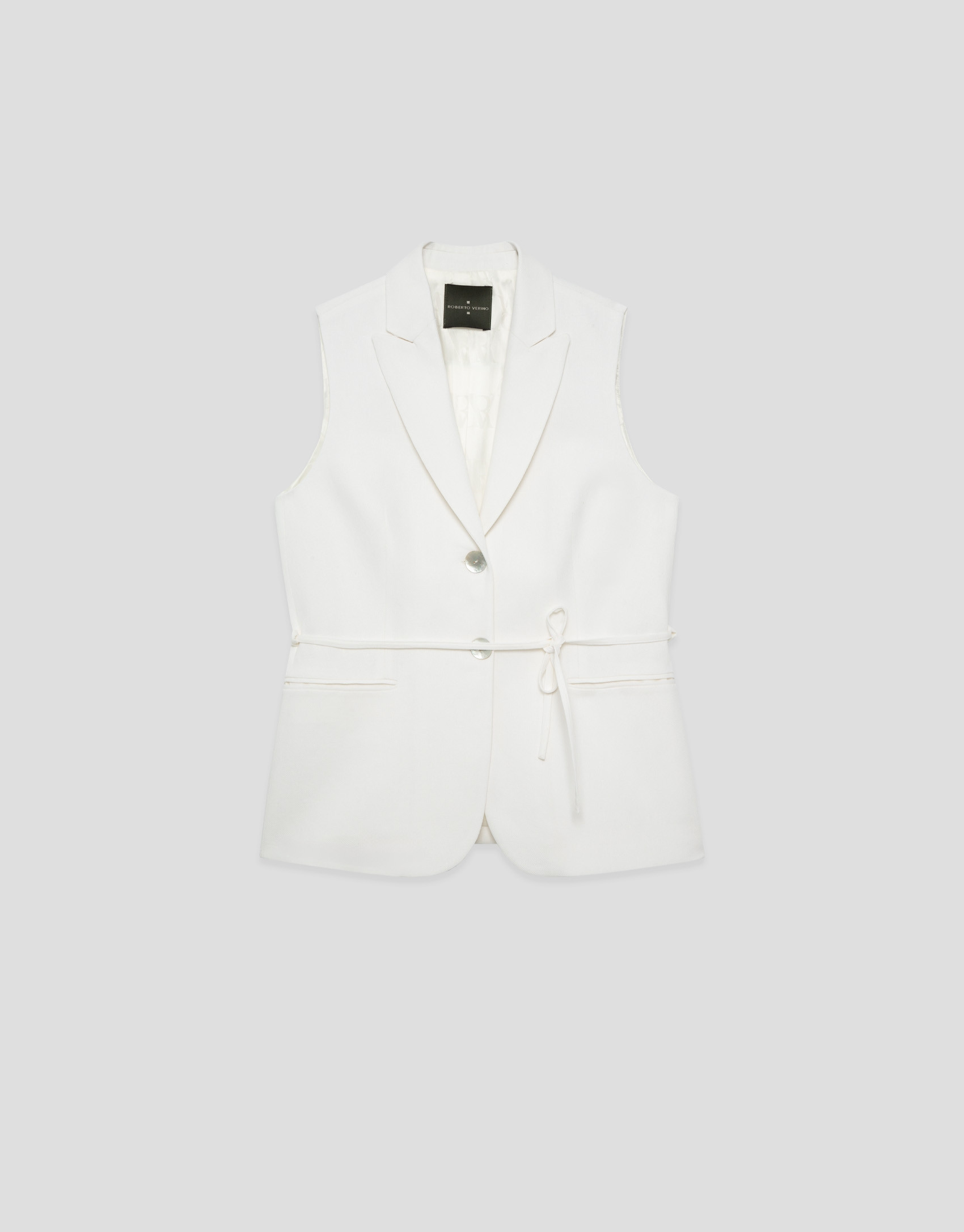 Long off-white linen blend waistcoat - Woman | Roberto Verino