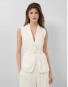Long off-white linen blend waistcoat - Woman | Roberto Verino