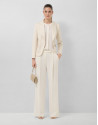 Short beige jacket with silver floral ... | Roberto Verino