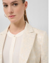 Short beige jacket with silver floral ... | Roberto Verino