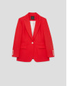 Red linen blend single-button blazer - Woman | Roberto Verino