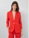 Red linen blend single-button blazer - Woman | Roberto Verino