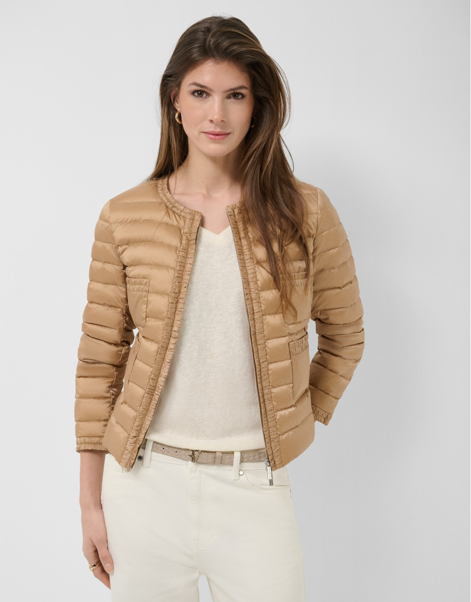 Camel four-pocket quilted down jacket - Woman | Roberto Verino