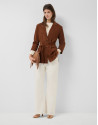 Brown suede jacket with belt - Woman - SS2026 | Roberto Verino