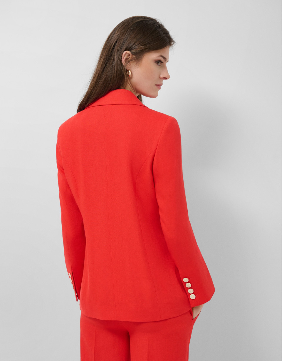 Blazer un botón mezcla lino rojo - Mujer | Roberto Verino