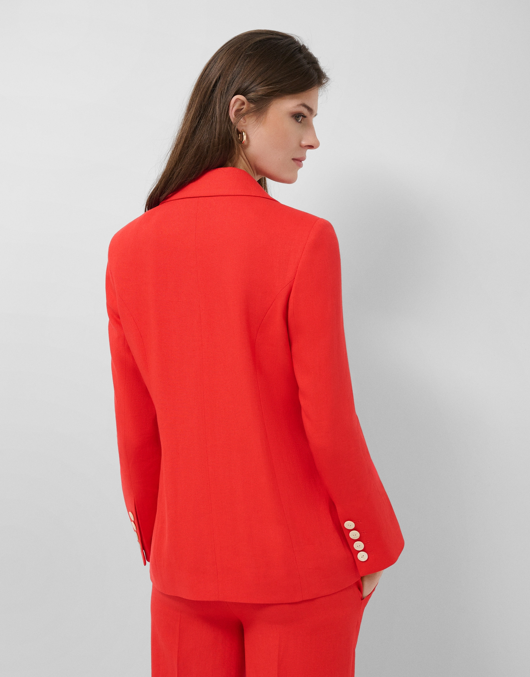 Red linen blend single-button blazer - Woman | Roberto Verino