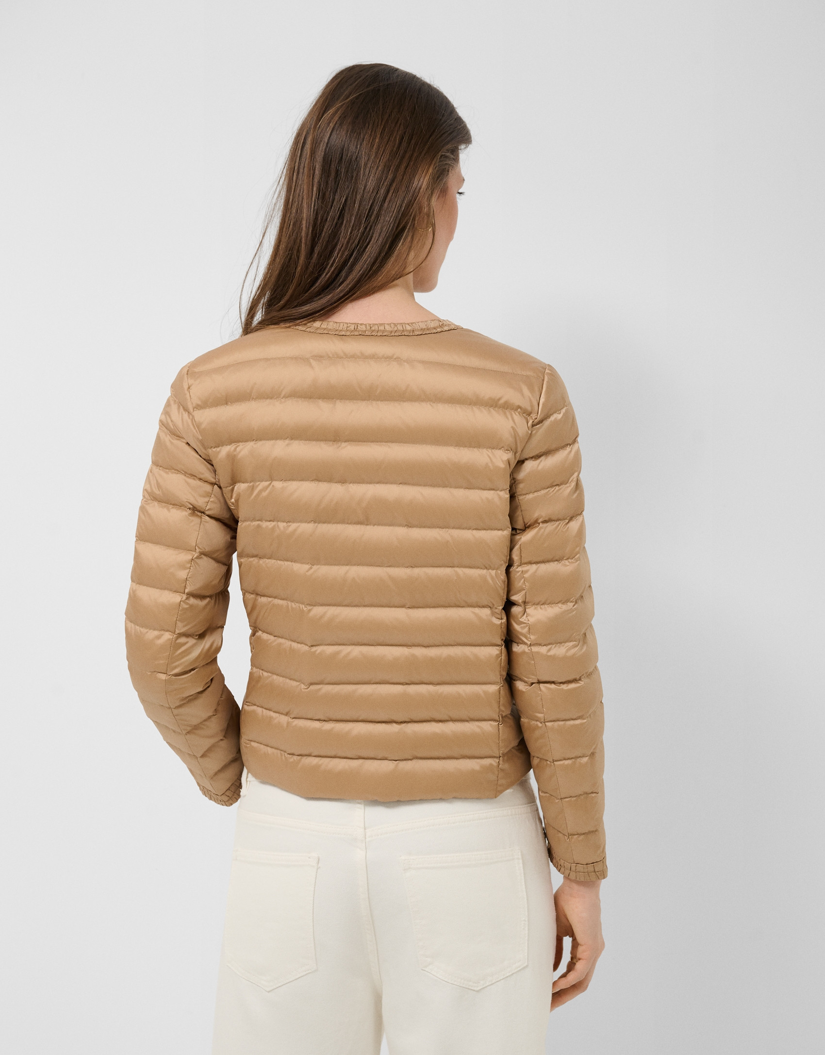 Camel four-pocket quilted down jacket - Woman | Roberto Verino