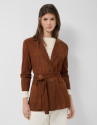 Brown suede jacket with belt - Woman - SS2026 | Roberto Verino