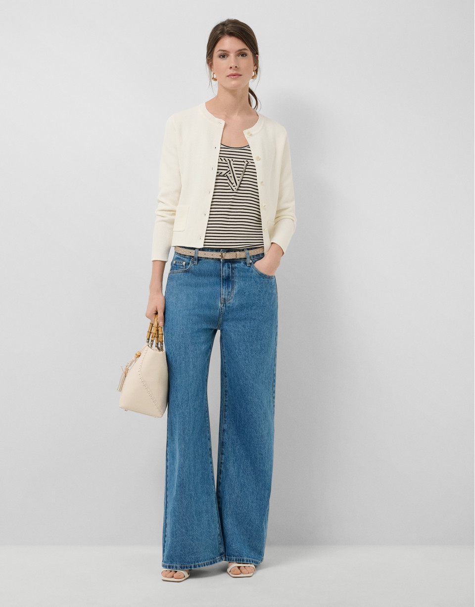 Chaqueta jacquard espiga blanca - Mujer | Roberto Verino