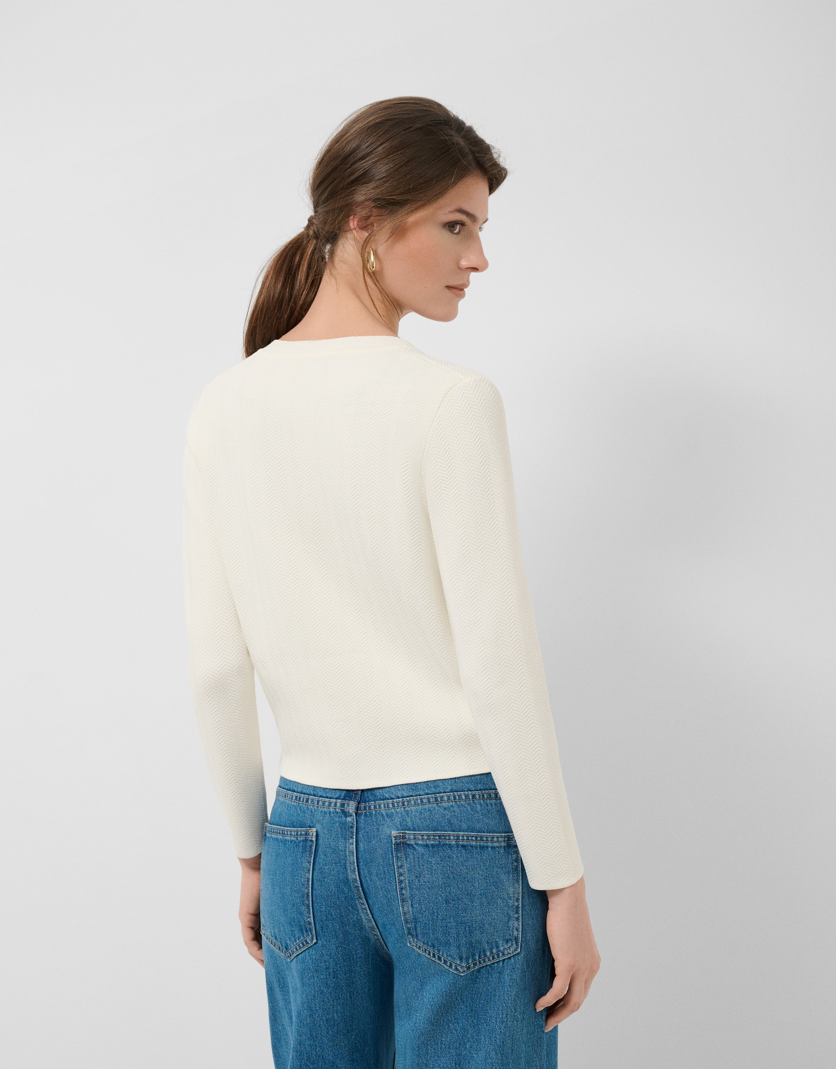 Chaqueta jacquard espiga blanca - Mujer | Roberto Verino