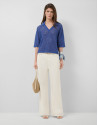 Blue openwork polo jumper - Woman - SS2026 | Roberto Verino