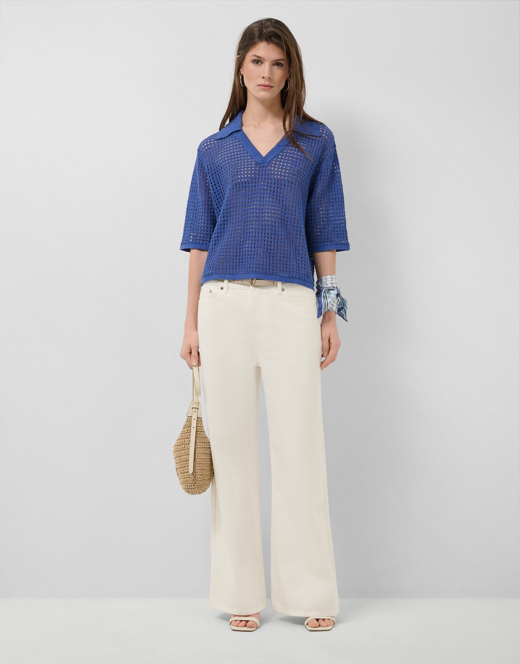 Jersey polo calado azul - Mujer - PV2026 | Roberto Verino