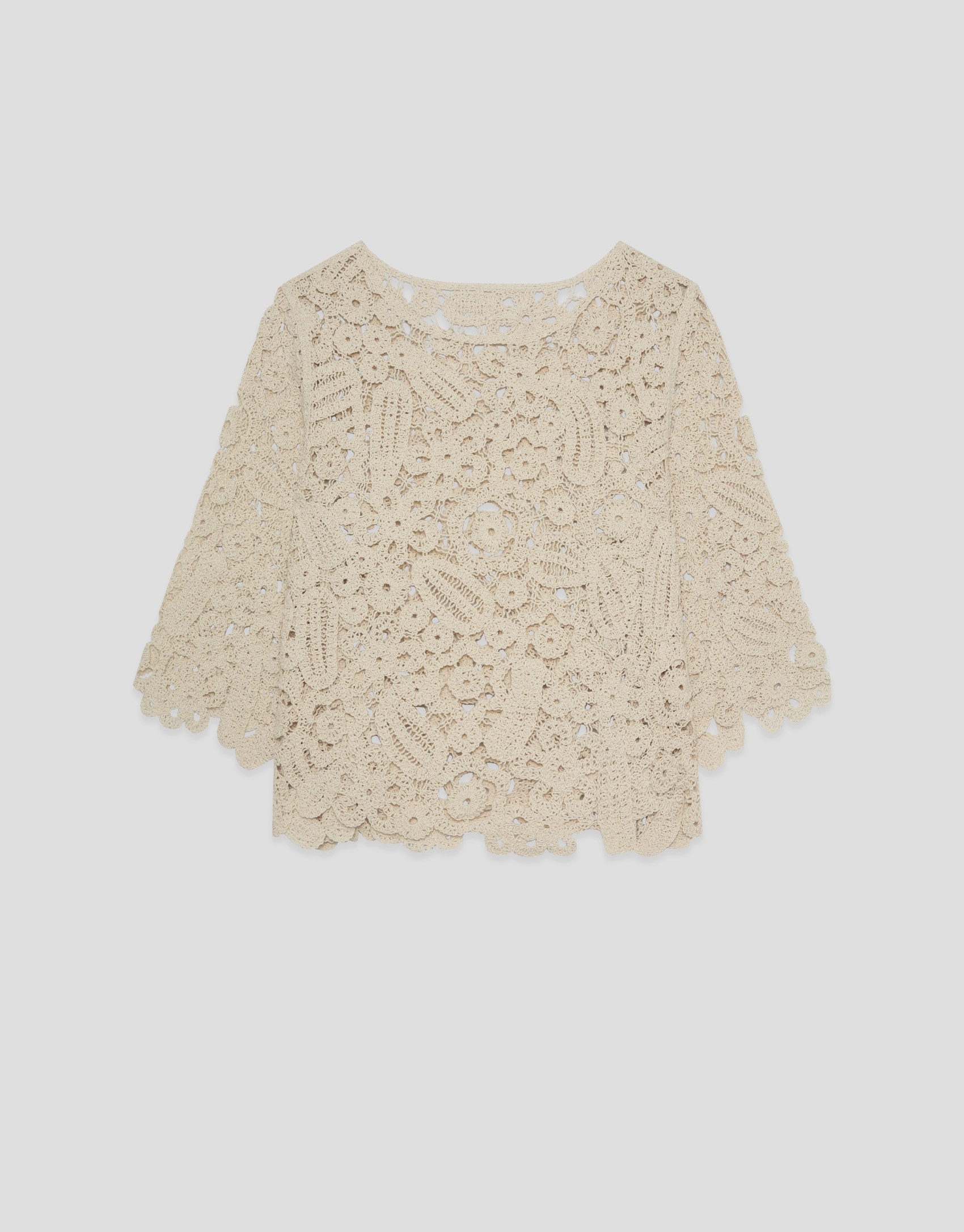 Beige openwork knit jumper - Woman - SS2026 | Roberto Verino
