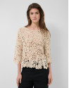 Beige openwork knit jumper - Woman - SS2026 | Roberto Verino