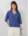 Blue openwork polo jumper - Woman - SS2026 | Roberto Verino