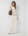 Ecru long-sleeved wave pattern jumper - Woman | Roberto Verino
