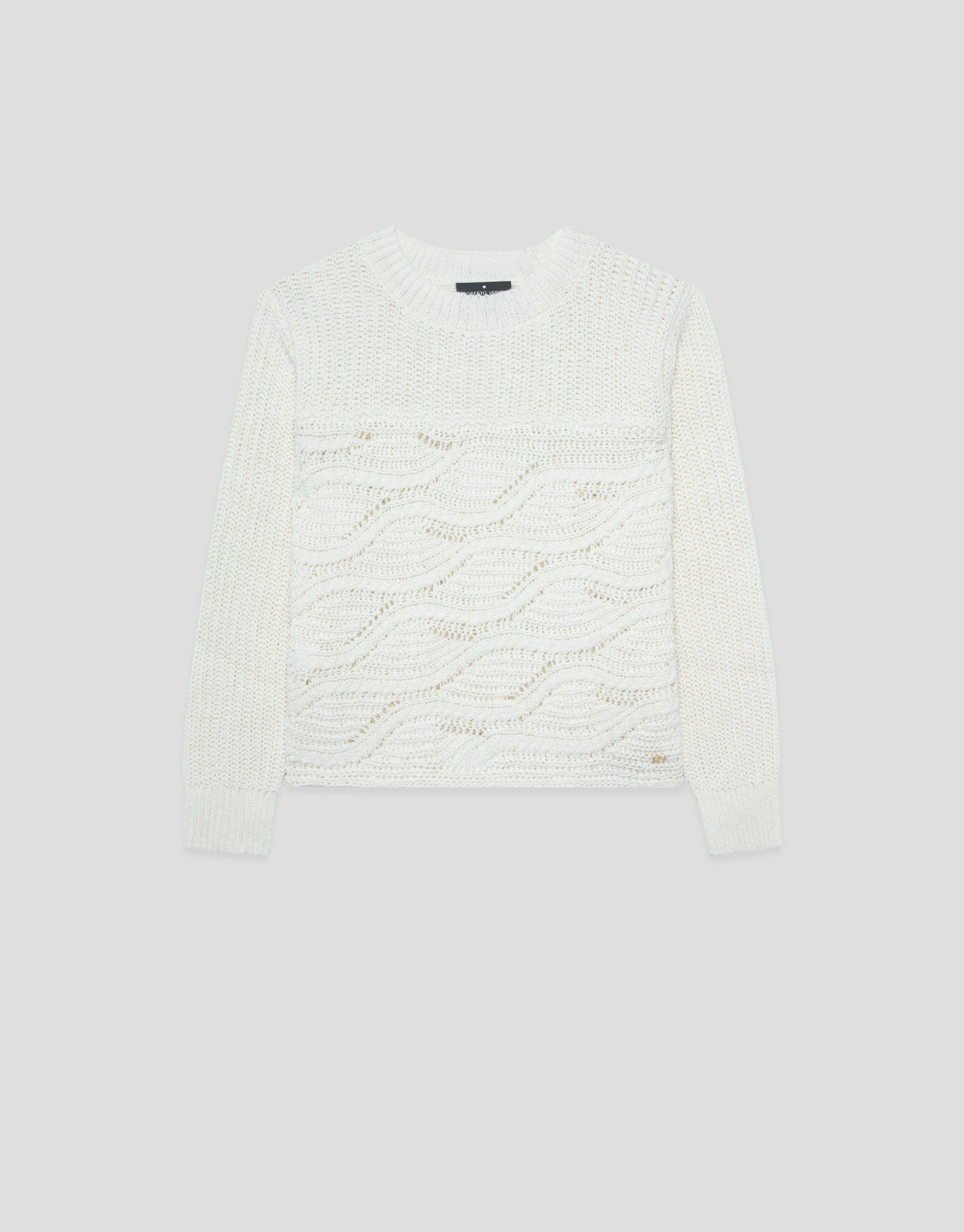 Ecru long-sleeved wave pattern jumper - Woman | Roberto Verino