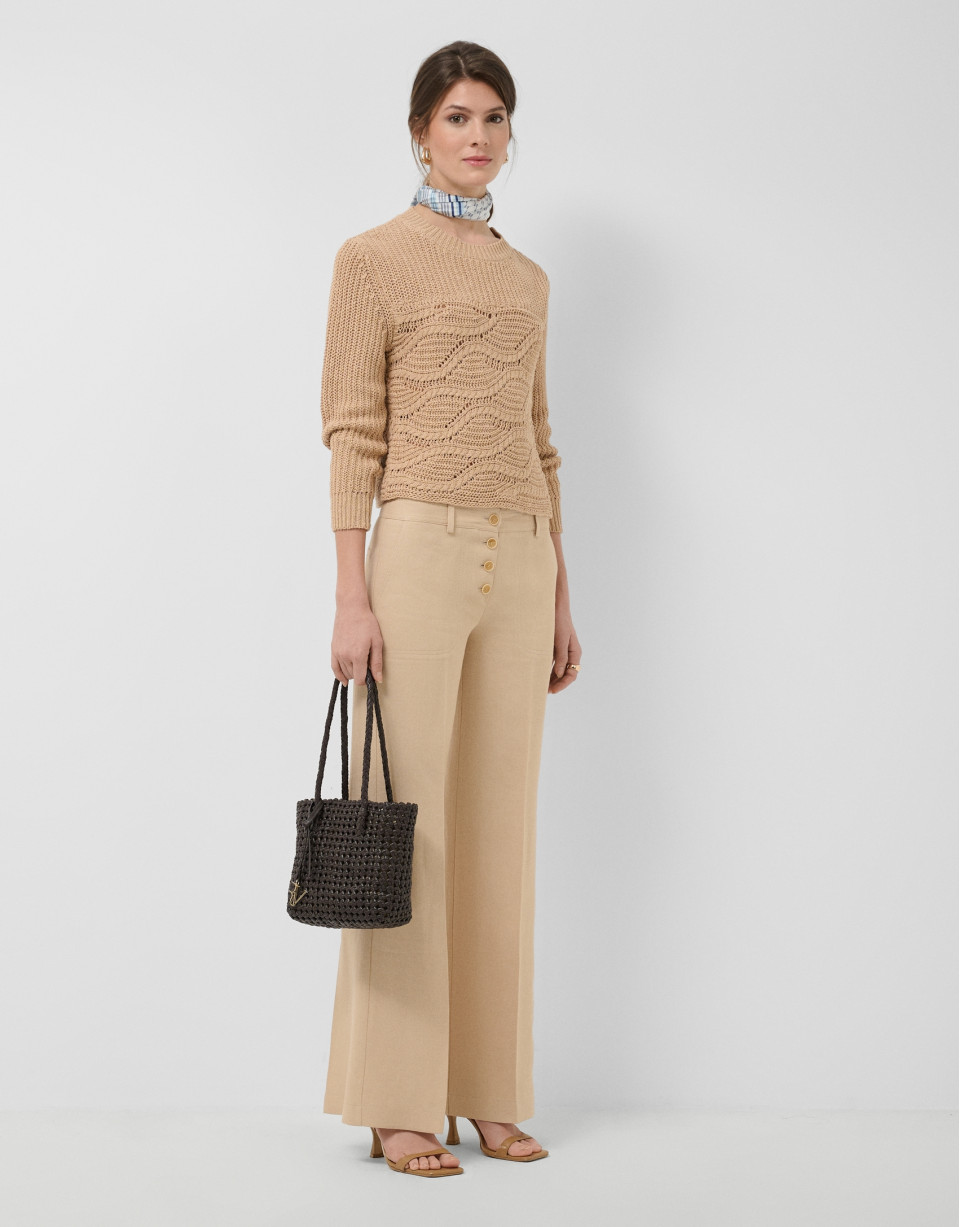 Camel long-sleeved camel wave pattern jumper | Roberto Verino