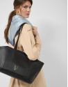 Megan Zipper black leather shopper bag - Woman | Roberto Verino