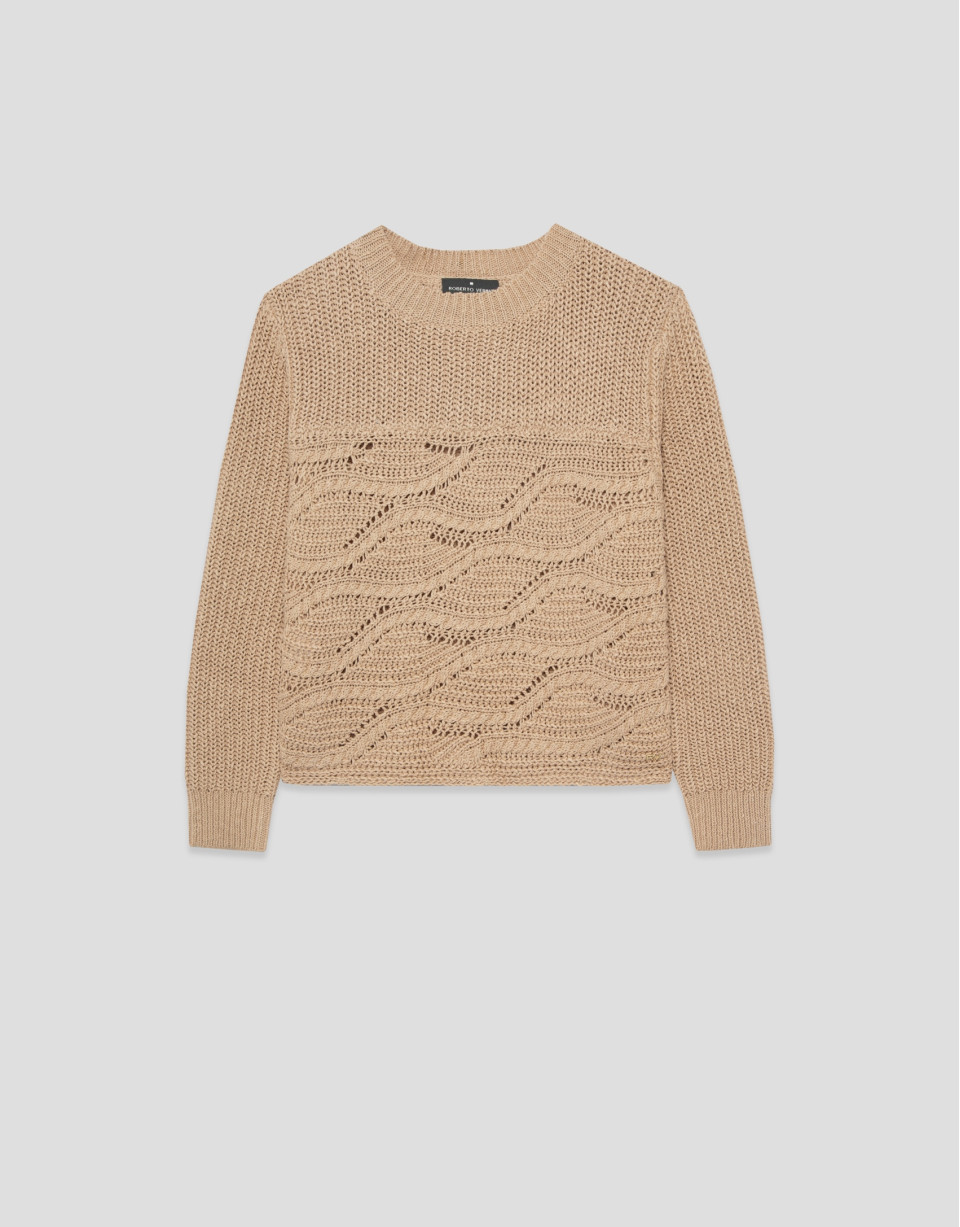 Camel long-sleeved camel wave pattern jumper | Roberto Verino