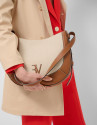Bolso de hombro Iera Hobo lona y piel cámel | Roberto Verino